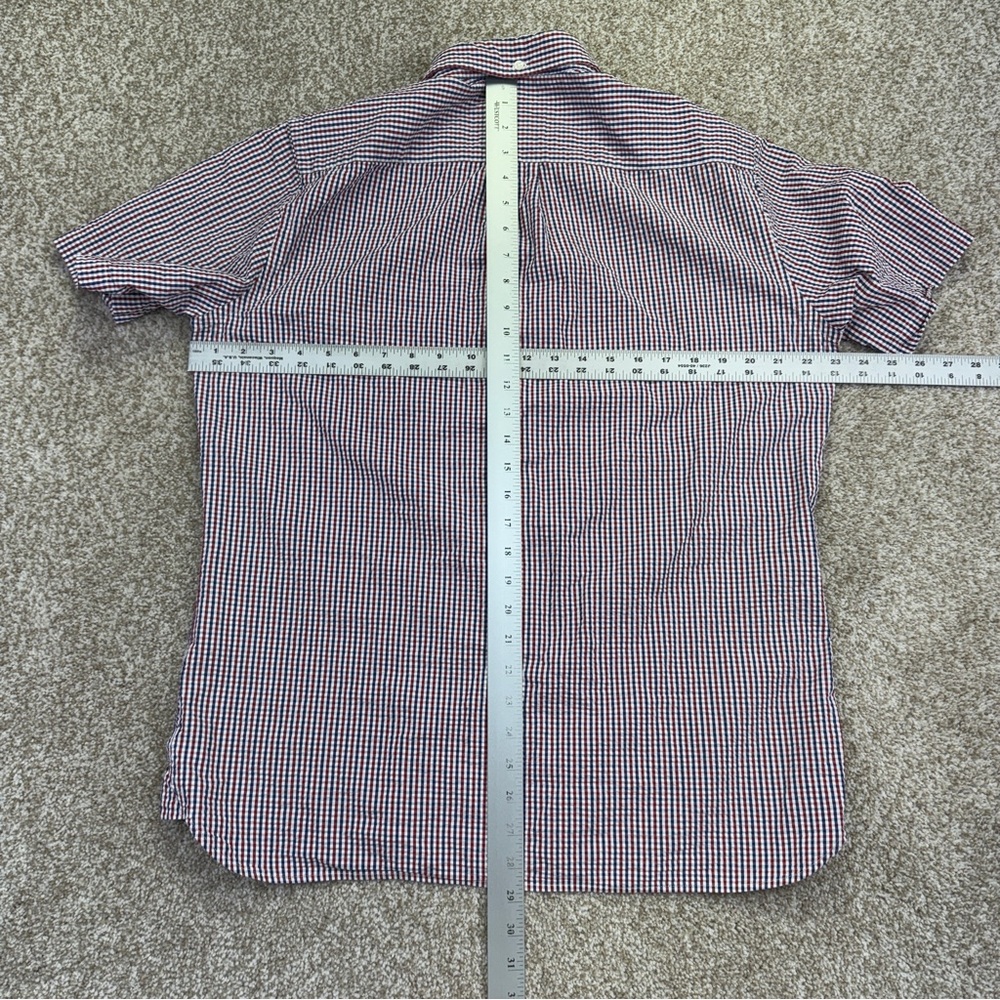 Brooks Brothers Red Fleece Checkered Seersucker Shirt Size L Red White Blue - Picture 8 of 14